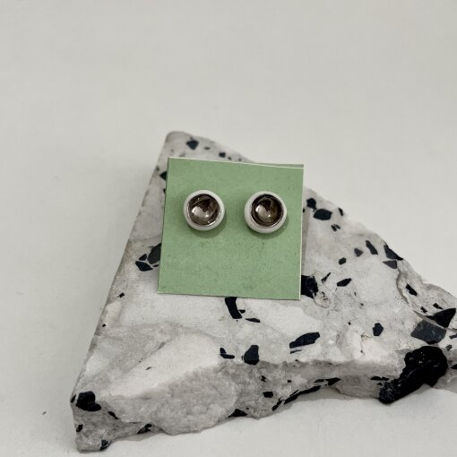 porcelánové náušnice kulaté stříbrné